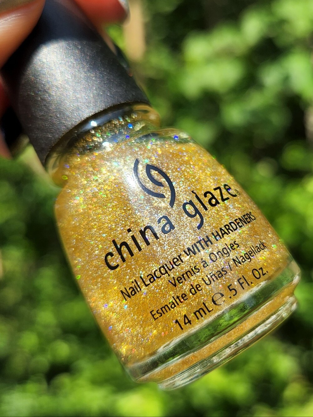 China Glaze 🌈✨ Golden Enchantment Holographic Top Coat Polish - DISCONTINUED